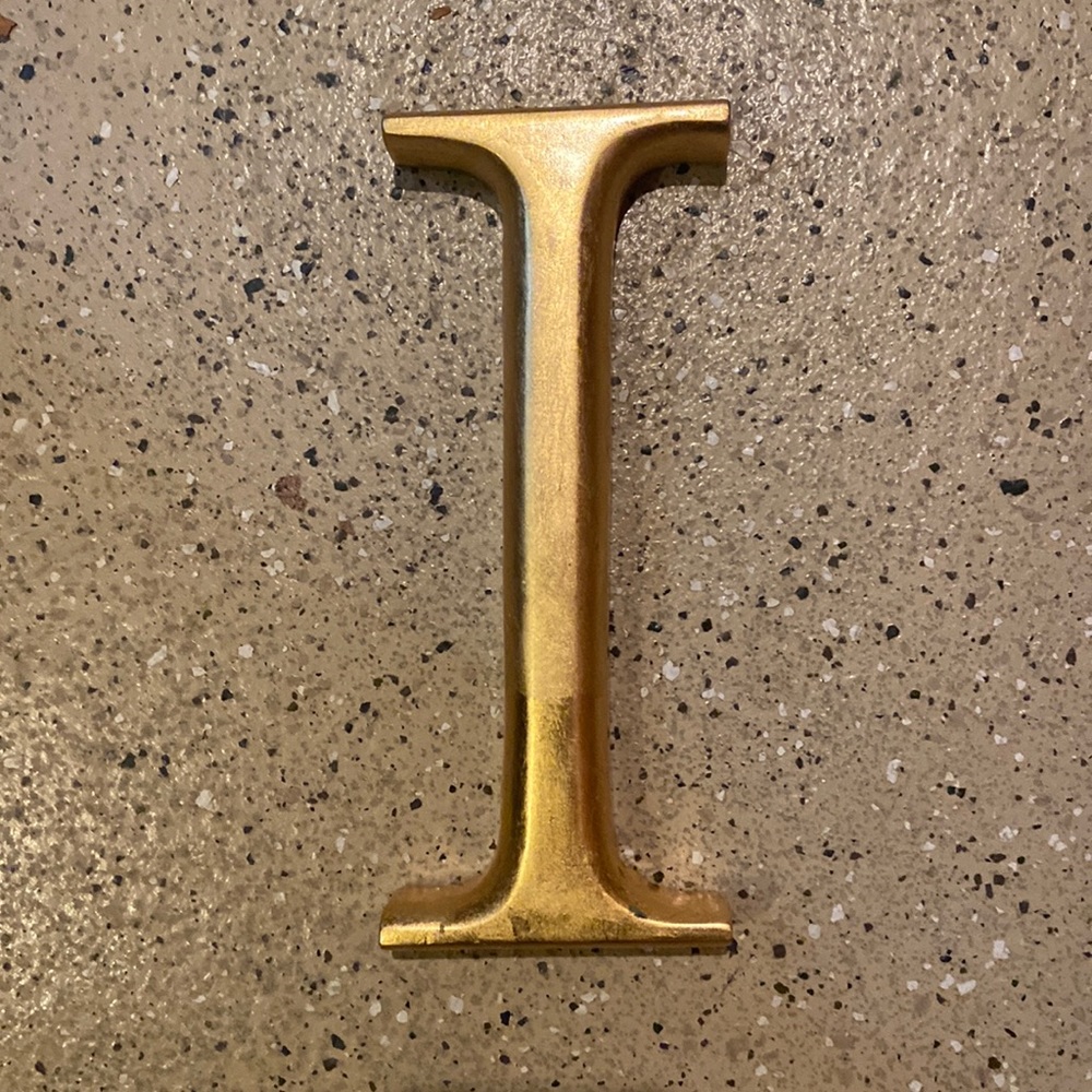 Restoration Hardware Gold Foil / Gold Leafing Letter “I” for Wall
